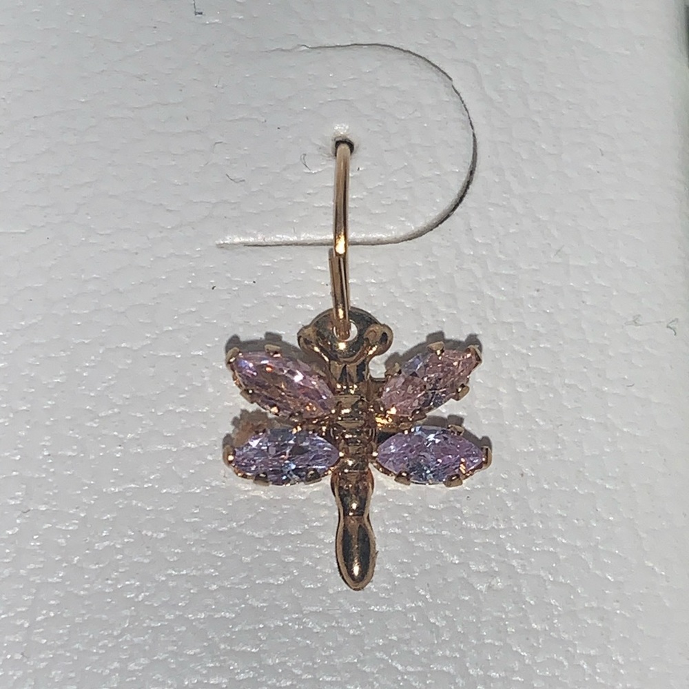 14KT Gold Dragonfly Earrings - Picture 2 of 2